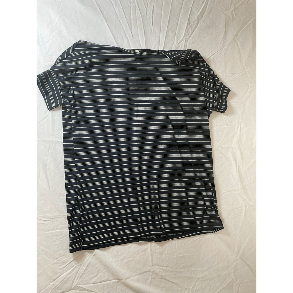 Womens‎ Honey & Lace Black white Stripe Athletic Tunic short sleeve Shirt Sz S